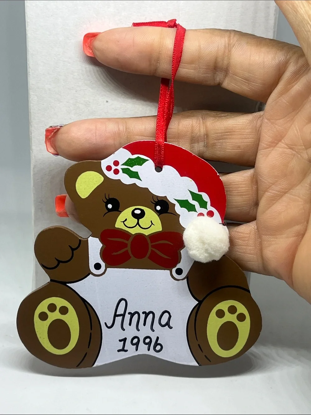 Vintage 1996 Personalized Teddy Ornament 